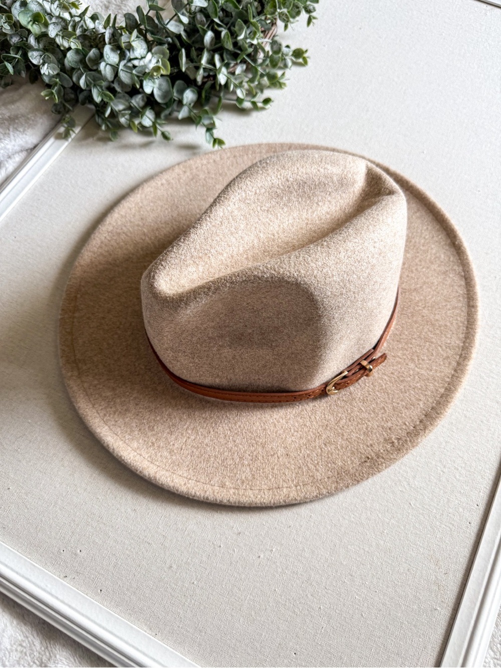 Altar’d State Wool Blend Wide Brim Fedora Hat Beige Western Boho